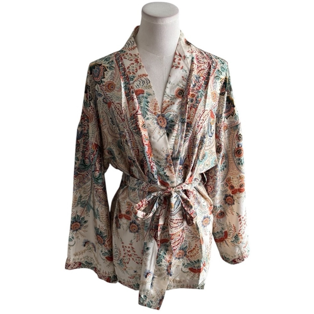 La Maison par Molly Bracken Multicolor Floral Wrap Kimono Top Cardigan Size M